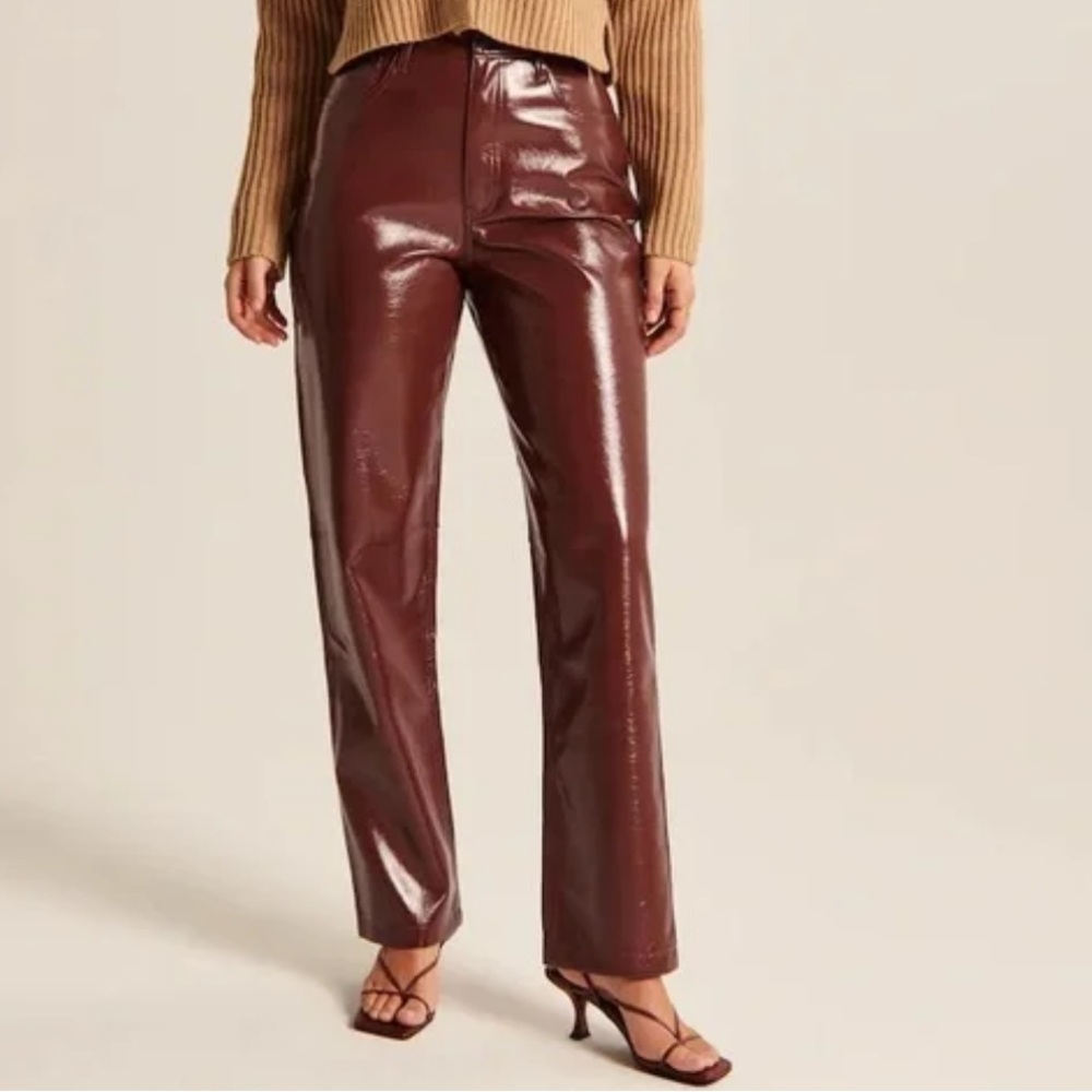 Abercrombie the 90s Straight Ultra High Rise curve love faux leather pants